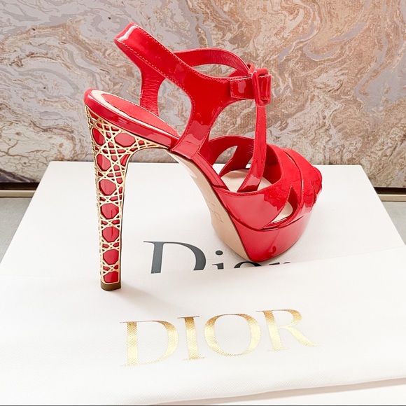 Dior Shoes - Christian Dior Red Patent Leather Cannage Sandals